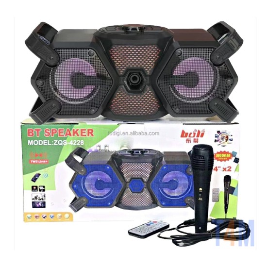 Sing-e Portable Wireless Speaker ZQS4228 with Mic and Remote Control Black